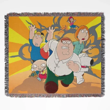 Family Guy woven tapestry throw blanket, featuring stylish wall rug design and unique room decor, ideal as a collectible accent for Family Guy fans.