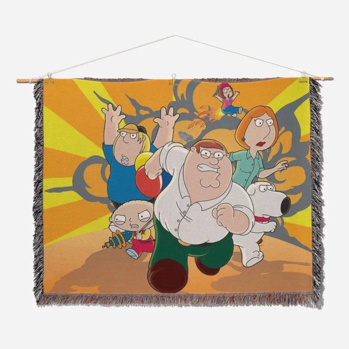 Family Cartoon Woven Tapestry Throw Blanket – Stylish Wall Rug, Unique Room Decor, Collectible Accent - Image 2