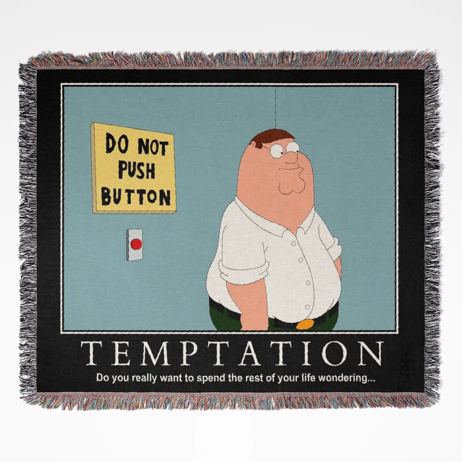 cartoon-woven-tapestry-throw-blanket-79 Family Guy woven tapestry throw blanket, designed with trendy wall art and room decor, perfect as a collectible item for Family Guy enthusiasts.