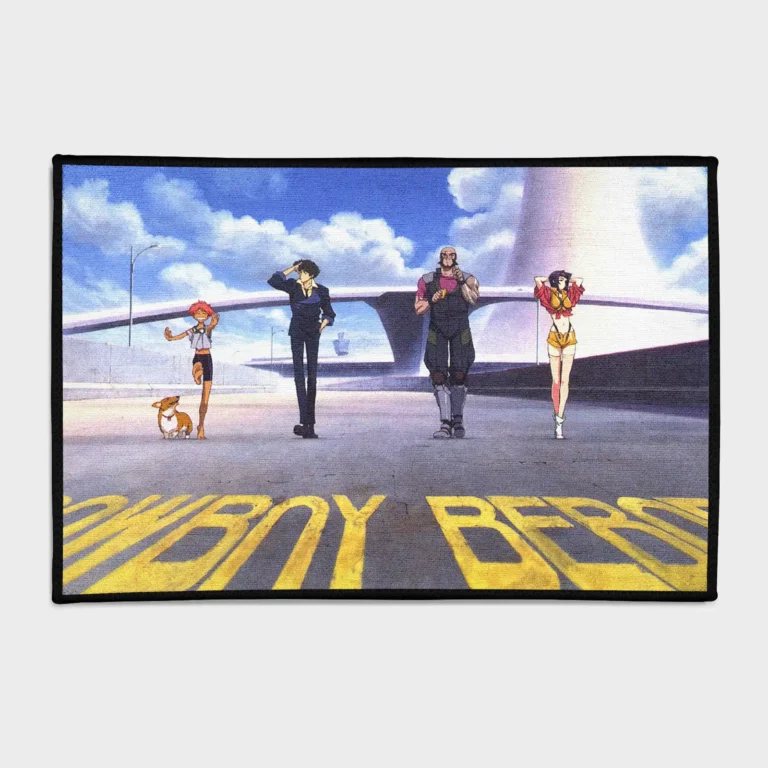 This *Cowboy Bebop* rug is a cool addition to your gaming room or retro anime decor. Perfect for fans who want to add a stylish, nostalgic vibe to their space.