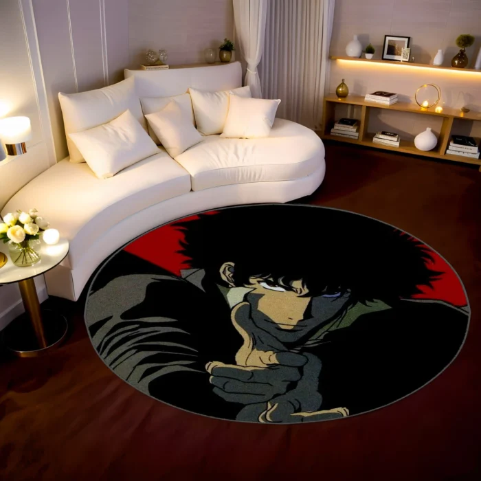 Spike Spiegel Round Rug – Cool Rug for Gaming Setup or Retro Room Display - Image 2