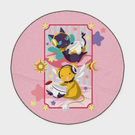 Step into the magical world with this Keroberos and Spinel-Sun round rug. Ideal for girls' rooms or magical decor, it adds a cute and whimsical touch to any space.