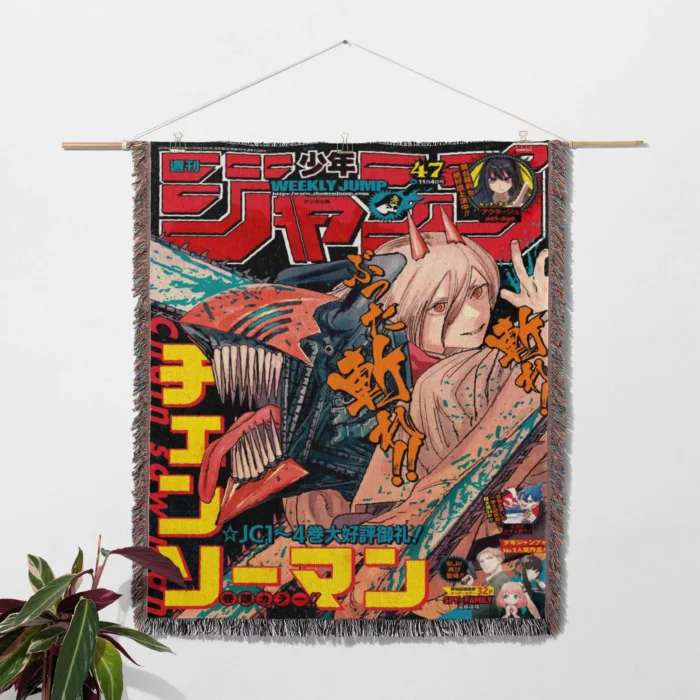 CSM Manga Cover Anime Woven Tapestry Throw Blanket – Wall Rug, Room & Home Decor, Perfect Gift for Fans - Image 2