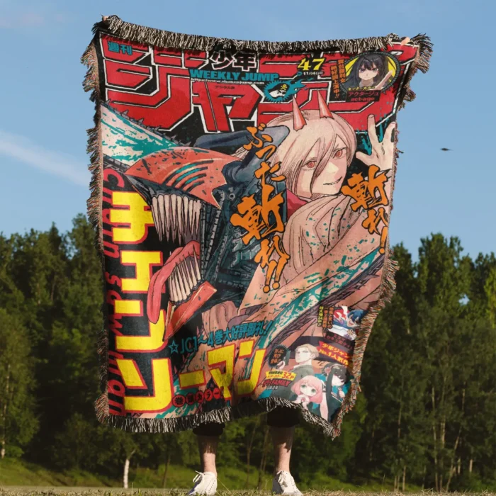 CSM Manga Cover Anime Woven Tapestry Throw Blanket – Wall Rug, Room & Home Decor, Perfect Gift for Fans - Image 4