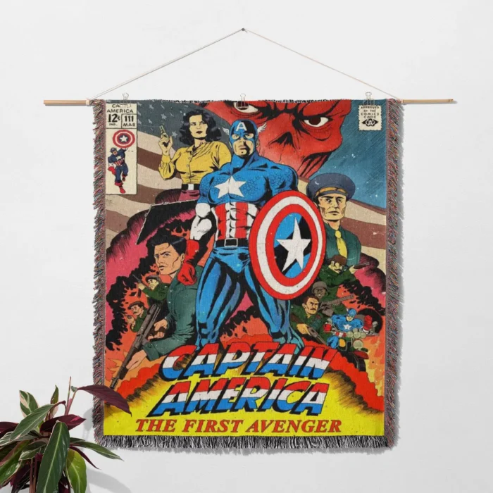 Cap Comic Cover Woven Tapestry Throw Blanket – Retro Wall Rug, Fun Room Decor, Perfect Gift - Image 2