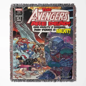 Avenger Comic Cover 2018 #54 woven tapestry throw blanket, offering unique wall art and bright room decor, perfect for Marvel fans and collectors.