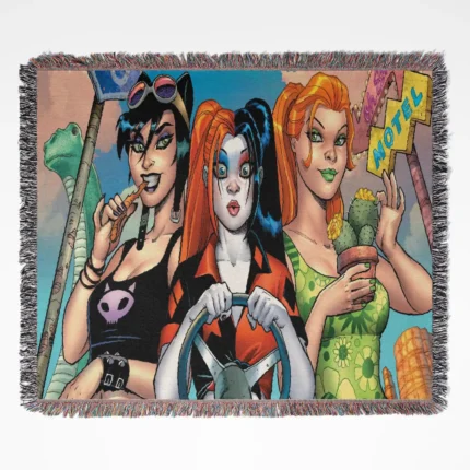 Harley Quinn woven tapestry throw blanket, designed as a stylish wall rug and unique room decor, making it the perfect gift for fans of Harley Quinn.