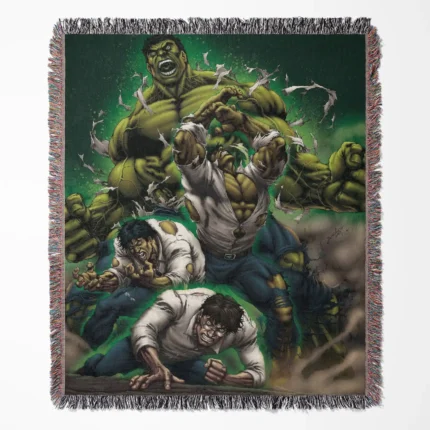 Hulk woven tapestry throw blanket, designed with a retro wall rug and cozy room decor, perfect as a gift for Hulk fans and collectors.