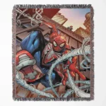 Spider woven tapestry throw blanket, featuring bright wall art and fun room decor, making it a perfect collectible accent for Spider-Man fans.
