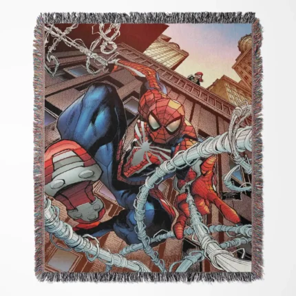 Spider woven tapestry throw blanket, featuring bright wall art and fun room decor, making it a perfect collectible accent for Spider-Man fans.