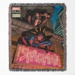 Spider woven tapestry throw blanket, featuring retro wall art and bright room decor, making it an excellent collectible accent for Spider-Man fans.