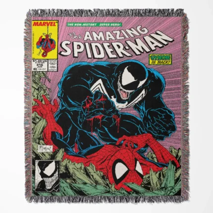 Spider woven tapestry throw blanket, offering fun wall art and cozy room decor, making it an ideal collectible accent for Spider-Man fans.