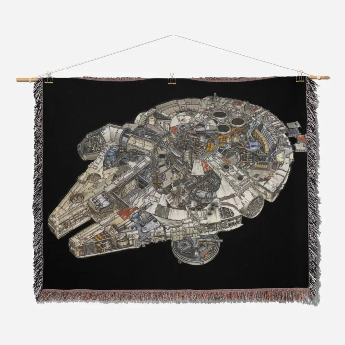Millennium Falcon Woven Tapestry Throw Blanket – Stylish Wall Art, Unique Room Decor, Collectible Merch - Image 2