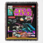 Star Comic Cover woven tapestry throw blanket, designed as a retro wall rug and unique room decor, perfect as a gift for fans and collectors.