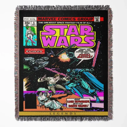 Star Comic Cover woven tapestry throw blanket, designed as a retro wall rug and unique room decor, perfect as a gift for fans and collectors.