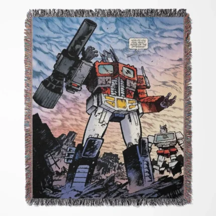 Transformers woven tapestry throw blanket, designed with bright wall art and unique room decor, making it a perfect collectible accent for Transformers fans.