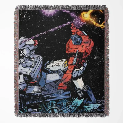 Transformers woven tapestry throw blanket, featuring a fun wall rug and cozy room decor, perfect as a gift for Transformers fans.
