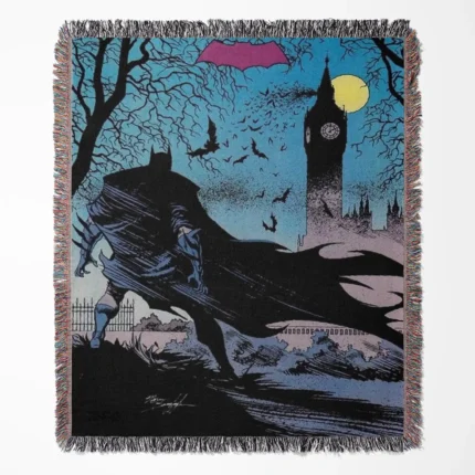 Batman woven tapestry throw blanket, designed as a stylish wall rug and cozy room decor, ideal for collectors and fans of Batman.