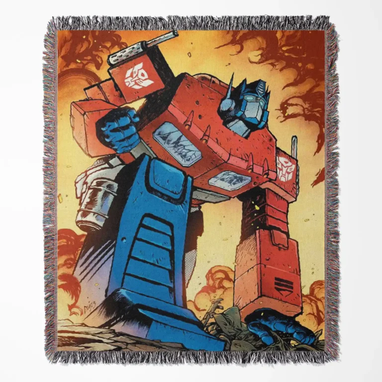 Transformers woven tapestry throw blanket, featuring a bright wall rug design and cool room decor, perfect as a gift for fans and collectors.