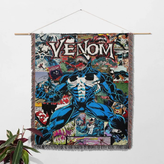Venom Comic Cover Woven Tapestry Throw Blanket – Stylish Wall Rug, Cozy Room Decor, Perfect Gift - Image 2