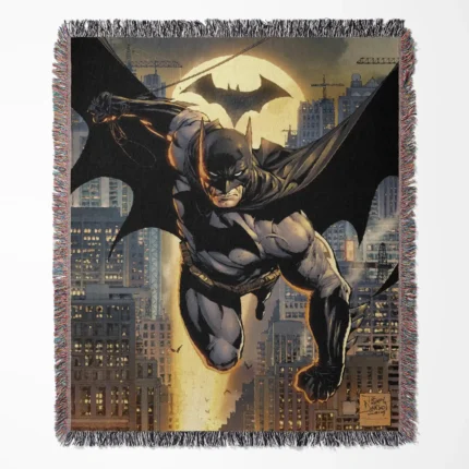 Batman woven tapestry throw blanket, offering fun wall art and cool room decor, perfect as a collectible accent for Batman fans.