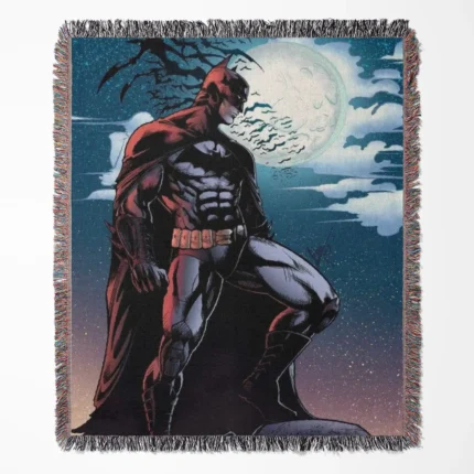 Batman woven tapestry throw blanket, featuring bright wall rug design and cozy room decor, making it the perfect gift for Batman fans.