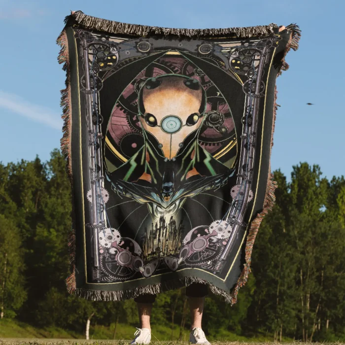 Bat Woven Tapestry Throw Blanket – Retro Wall Art, Cozy Room Decor, Collectible Accent - Image 4