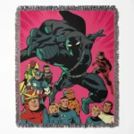 Black Panther woven tapestry throw blanket, offering unique wall art and bright room decor, making it an ideal collectible for Black Panther fans.