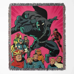 Black Panther woven tapestry throw blanket, offering unique wall art and bright room decor, making it an ideal collectible for Black Panther fans.