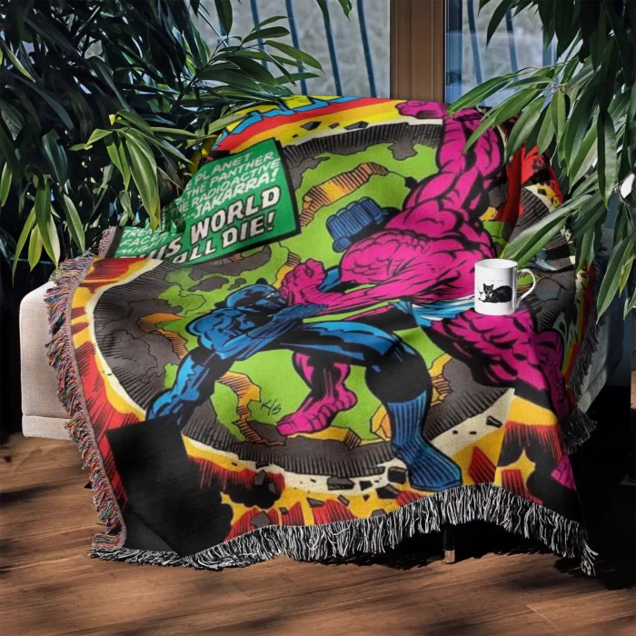 Panther Comic Cover Woven Tapestry Throw Blanket – Retro Wall Rug, Cool Room Decor, Perfect Gift - Image 3