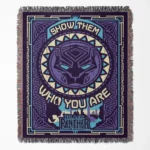 Black Panther woven tapestry throw blanket, offering fun wall art and cozy room decor, ideal as a collectible accent for Black Panther fans.