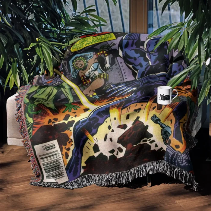 Panther Comic Cover Woven Tapestry Throw Blanket – Colorful Wall Art, Cool Room Decor, Collectible Merch - Image 3