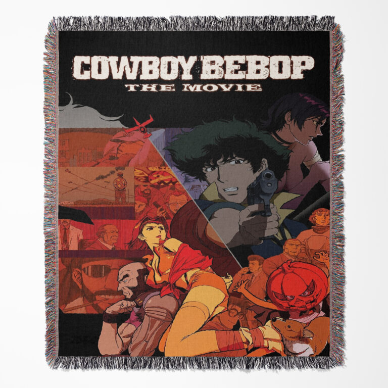 Cowboy Bebop woven tapestry throw blanket, stylish wall rug and room decor, the perfect accent for fans of Cowboy Bebop’s unique style.
