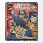 Cowboy Manga Cover woven tapestry throw blanket, iconic wall rug and retro room decor, perfect for fans of the classic Cowboy Bebop anime series.