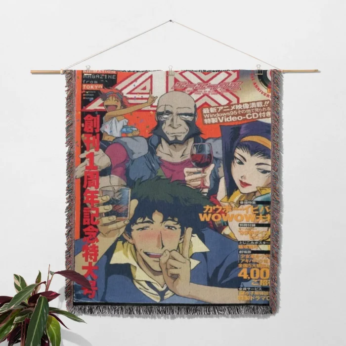Cowboy Manga Cover Woven Tapestry Throw Blanket – Iconic Wall Rug, Retro Room & Home Decor - Image 2