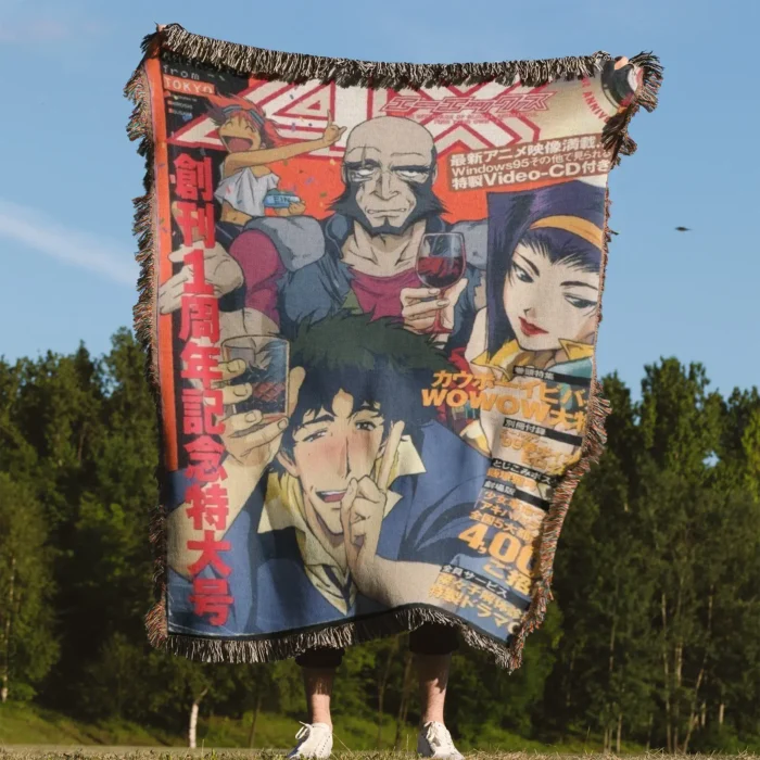Cowboy Manga Cover Woven Tapestry Throw Blanket – Iconic Wall Rug, Retro Room & Home Decor - Image 4