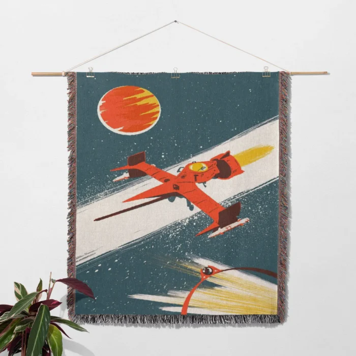 Bebop Woven Tapestry Throw Blanket – Minimalist Wall Art, Space Jazz Room & Home Decor - Image 2