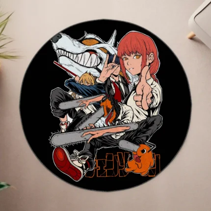Bring the world of *Chainsaw Man* into your space with this CSM round rug. Perfect for gaming rooms or fan room decor, it adds a cool and dynamic touch to your space.