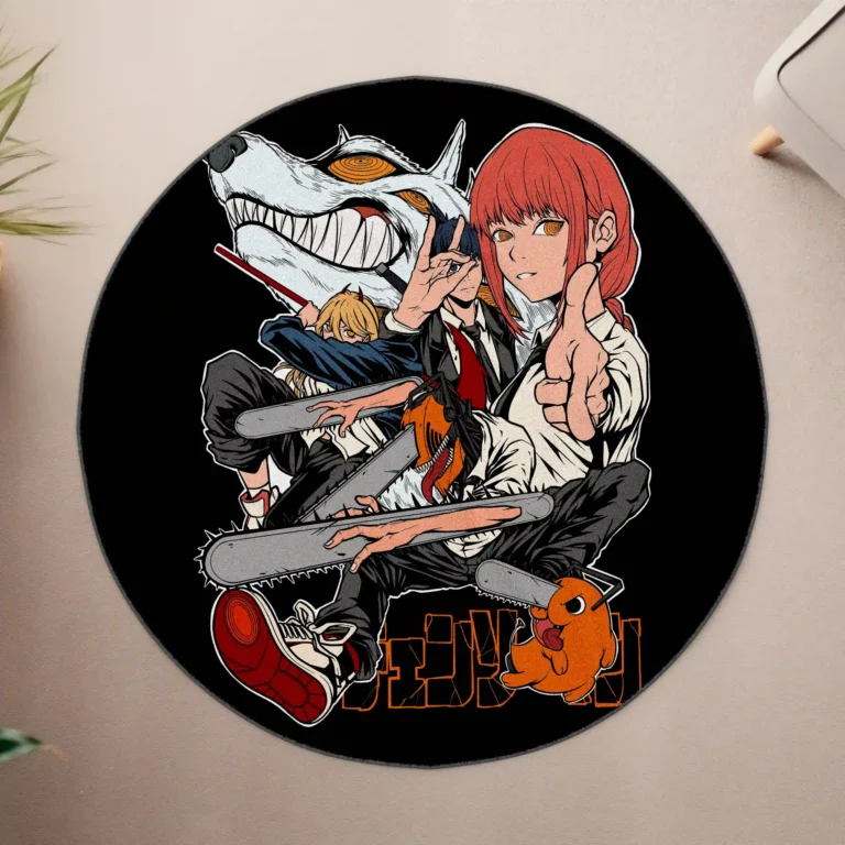 Bring the world of *Chainsaw Man* into your space with this CSM round rug. Perfect for gaming rooms or fan room decor, it adds a cool and dynamic touch to your space.
