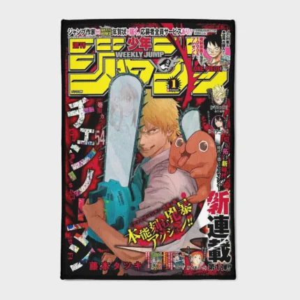Bring *Chainsaw Man*’s exciting energy into your space with this anime Jump cover rug. Perfect for an otaku room or as a fan gift, it adds a cool vibe to any decor.