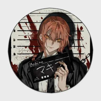 For fans of *Chainsaw Man*, this Makima round rug adds a stylish and sophisticated vibe to your game room or cozy room setup. It brings the character's elegance into your space.