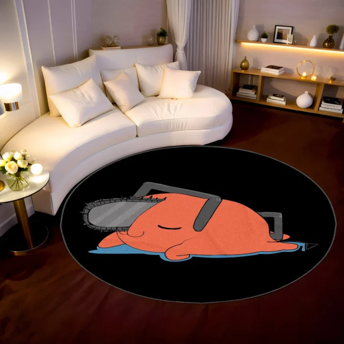 Pochita Round Rug – Cute Mat for Kids Room or Gift for Fans - Image 2