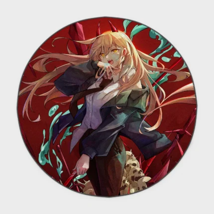 For fans of *Chainsaw Man*, this Power round rug adds a fun and energetic vibe to your bedroom or as a collector's gift display. It brings the character’s boldness into your space.