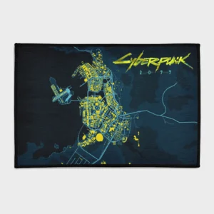 Explore the world of *Cyberpunk 2077* with this map rug. Perfect for gaming rooms or as a unique collector’s decor, it brings the sci-fi universe of the game into your space with detailed design.