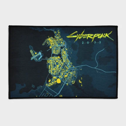 Explore the world of *Cyberpunk 2077* with this map rug. Perfect for gaming rooms or as a unique collector’s decor, it brings the sci-fi universe of the game into your space with detailed design.