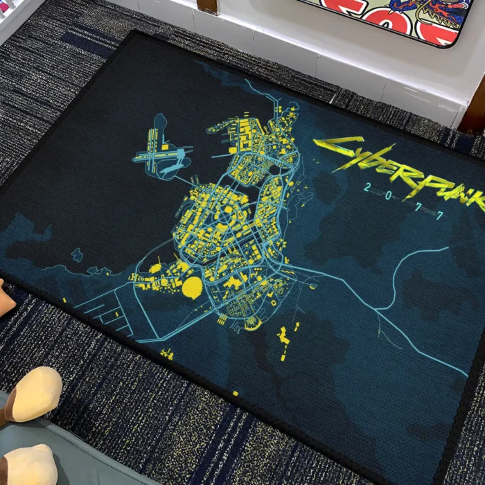 Cyberpunk 2077 Map Rug – Unique Sci-Fi Game Rug for Gaming Room or Collector Decor - Image 4