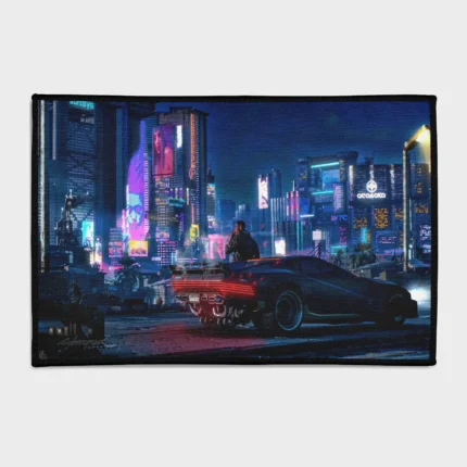 Bring the neon-lit streets of *Cyberpunk 2077* into your space with this stylish futuristic rug. Ideal for otaku rooms or as fan merch, it adds a sleek and high-tech vibe to your decor.