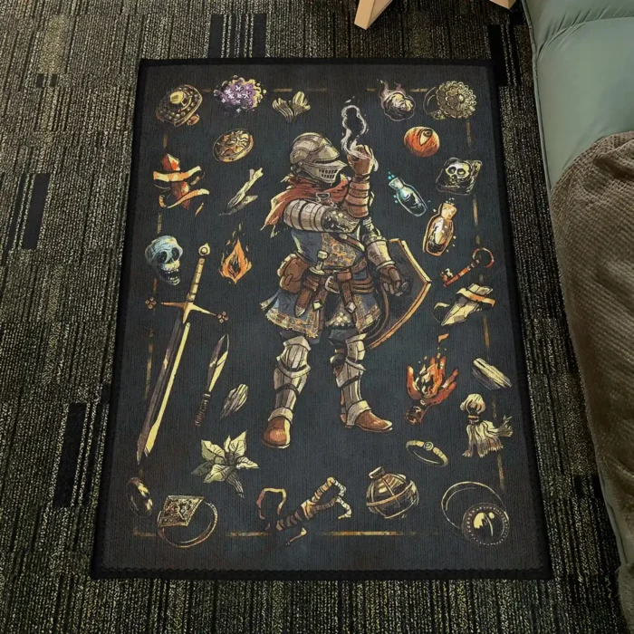 Knight Inventory Rug – Cool RPG Rug for Boys Room or Dark Fantasy Merch - Image 4