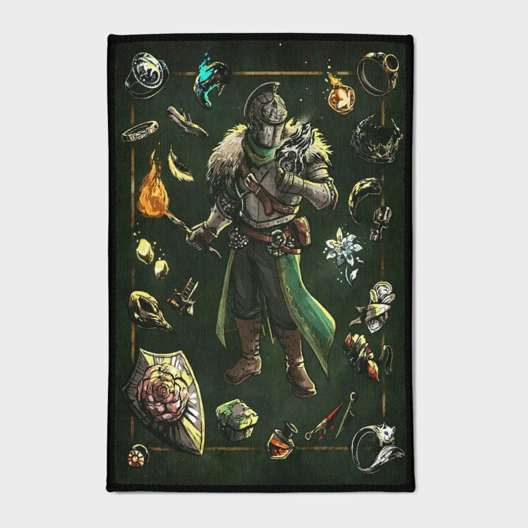 Bring the *Souls* game's magic into your room with this Sorcerer Inventory rug. Perfect for gamer setups or otaku decor, it adds a stylish and thematic touch to your space, ideal for fans of the series.