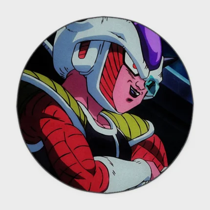 Bring the legendary *Frieza* into your space with this unique round rug. Ideal for boys' rooms or fan room decor, it adds a powerful and stylish touch to any fan's space.